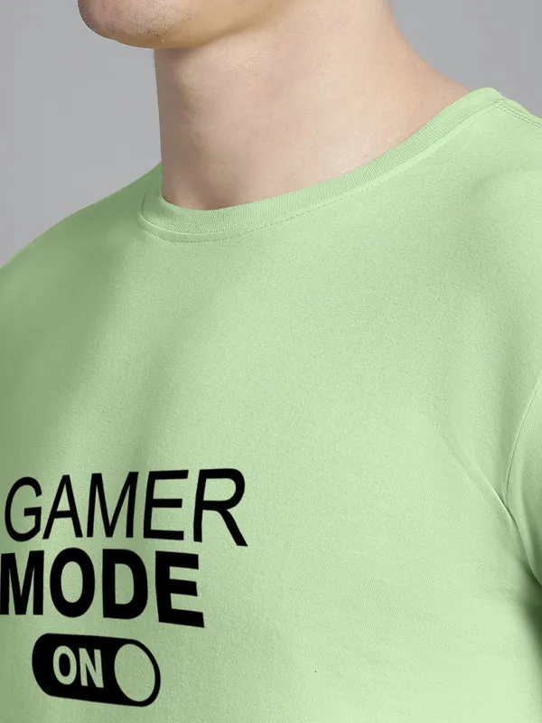Sea_Green_Cotton_Gamer_Mode_On_Print_Round_Neck_T-Shirt_For_Men