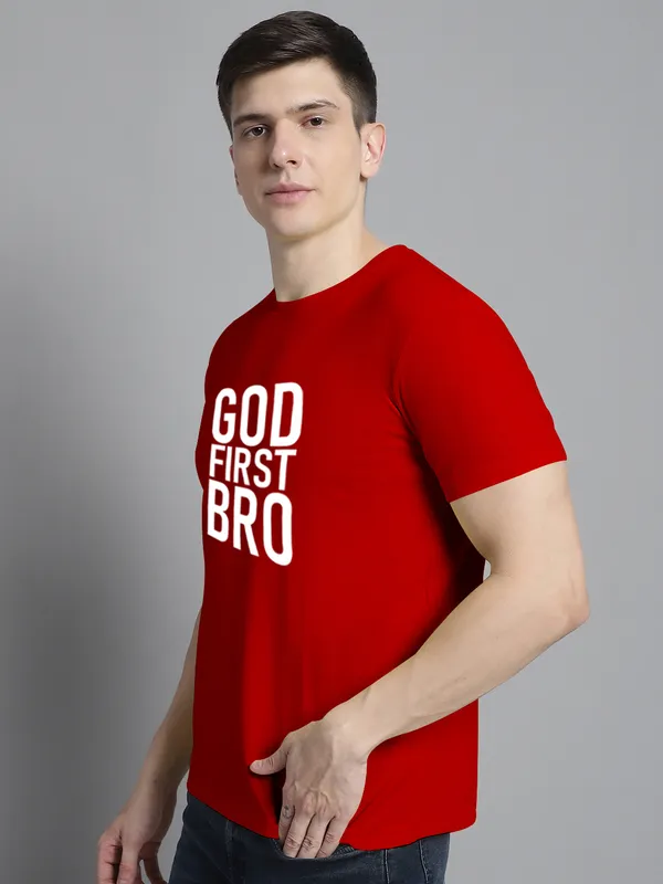 Red_Cotton_God_First_Bro_Print_Round_Neck_T-Shirt_For_Men