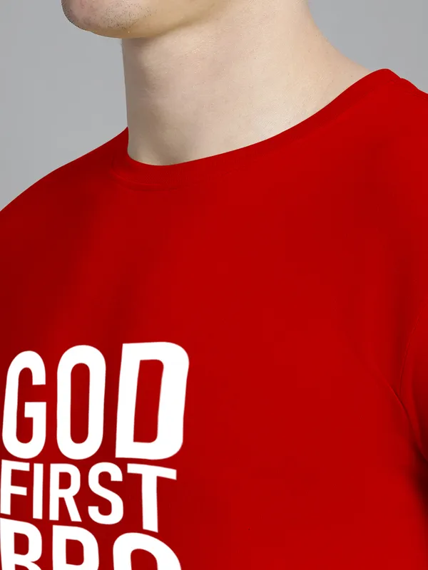 Red_Cotton_God_First_Bro_Print_Round_Neck_T-Shirt_For_Men