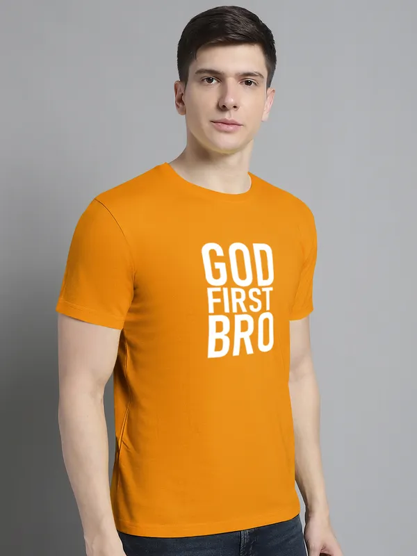 Mustard_Cotton_God_First_Bro_Print_Round_Neck_T-Shirt_For_Men