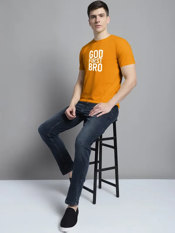 Mustard_Cotton_God_First_Bro_Print_Round_Neck_T-Shirt_For_Men