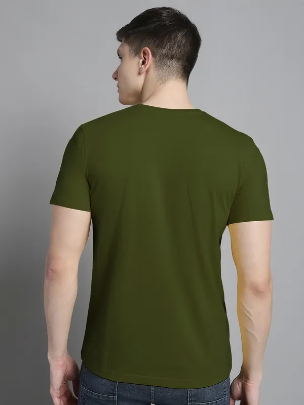 Olive_Green_Cotton_God_First_Bro_Print_Round_Neck_T-Shirt_For_Men