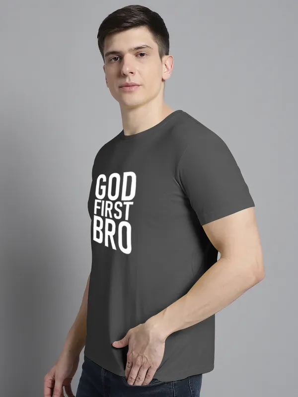 Grey_Cotton_God_First_Bro_Print_Round_Neck_T-Shirt_For_Men