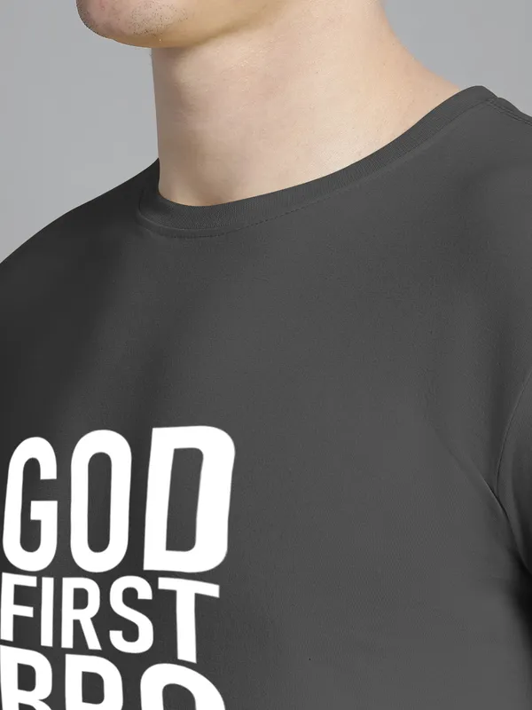 Grey_Cotton_God_First_Bro_Print_Round_Neck_T-Shirt_For_Men