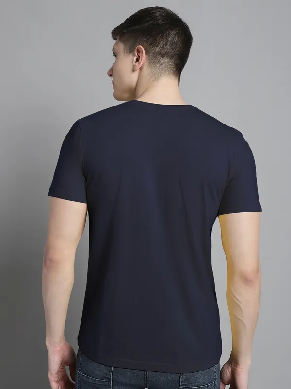 Pack_of_2_Navy_Blue_&_Mustard_Cotton_Rib_Trimmed_Neckline_Printed_T-Shirt_For_Men