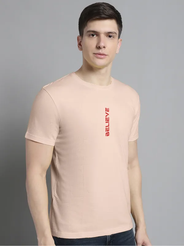 Coral_Cotton_Believe_Print_Round_Neck_T-Shirt_For_Men