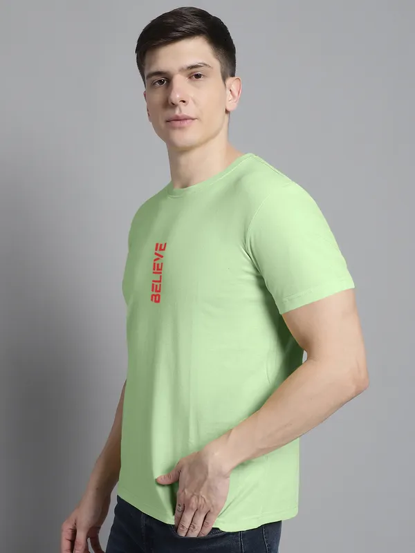 Sea_Green_Cotton_Believe_Print_Round_Neck_T-Shirt_For_Men
