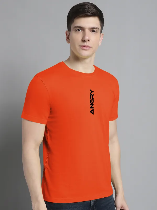 Orange_Cotton_Angry_Print_Round_Neck_T-Shirt_For_Men