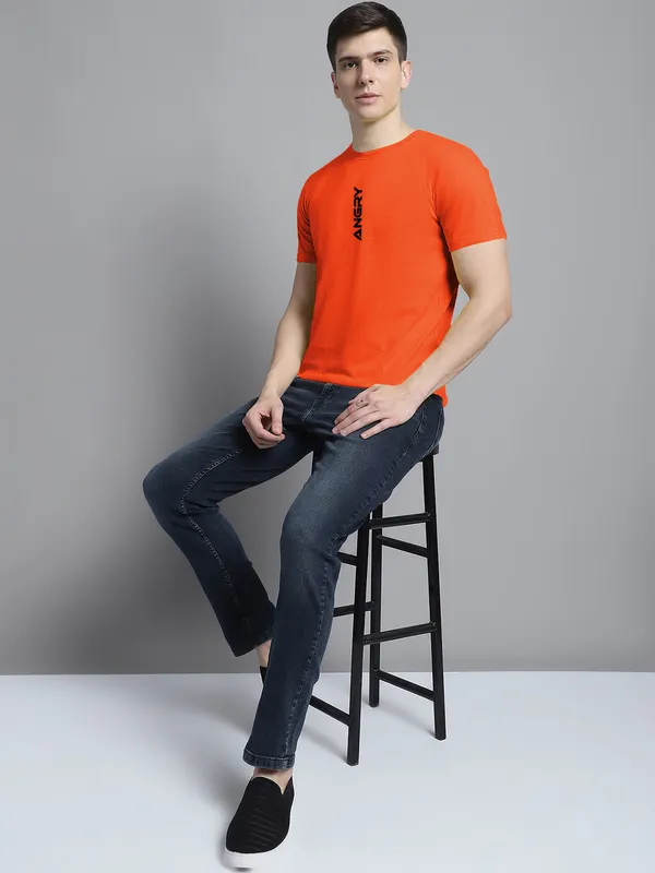 Orange_Cotton_Angry_Print_Round_Neck_T-Shirt_For_Men
