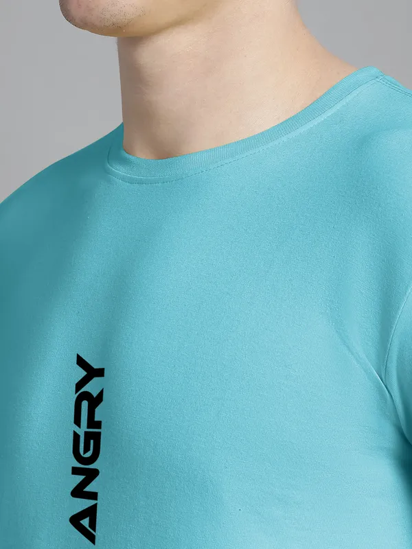 Turquoise_Blue_Cotton_Angry_Print_Round_Neck_T-Shirt_For_Men