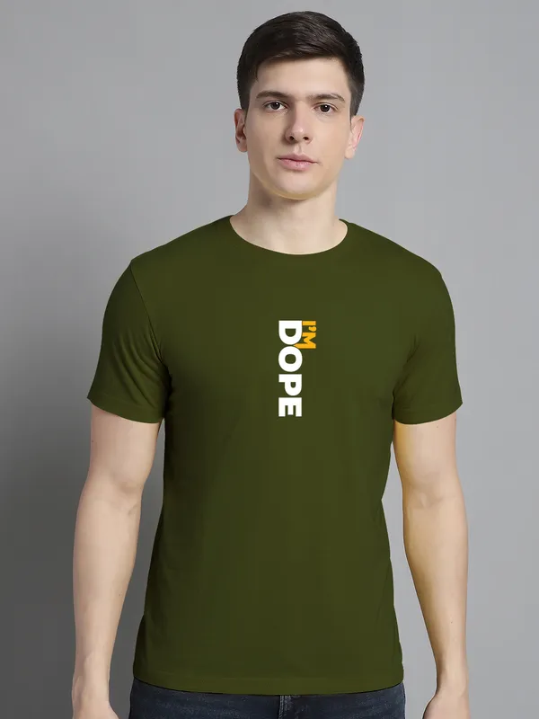 Pack_of_2_Mustard_&_Olive_Green_Cotton_Rib_Trimmed_Neckline_Printed_T-Shirt_For_Men