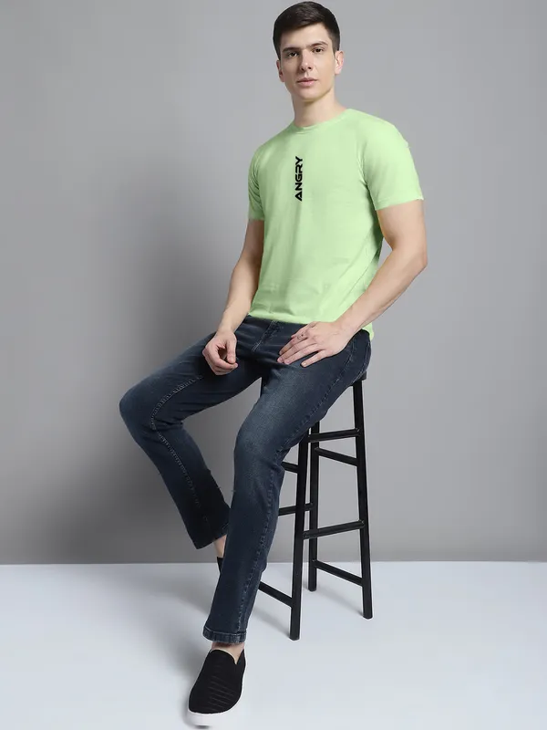 Sea_Green_Cotton_Angry_Print_Round_Neck_T-Shirt_For_Men