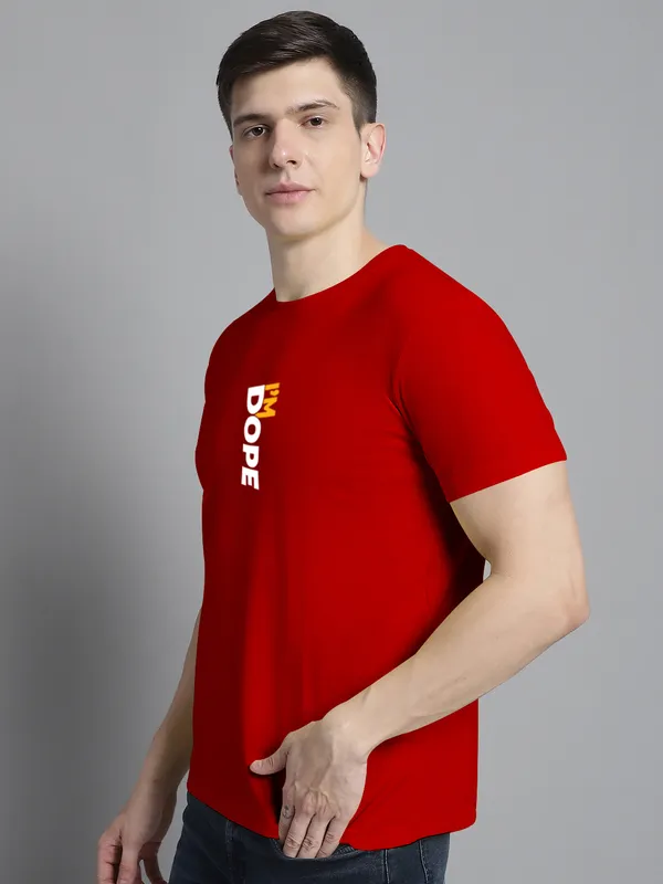 Red_Cotton_I'M_Dope_Print_Round_Neck_T-Shirt_For_Men
