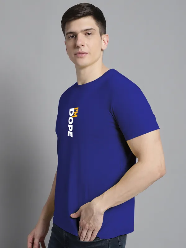 Blue_Cotton_I'M_Dope_Print_Round_Neck_T-Shirt_For_Men