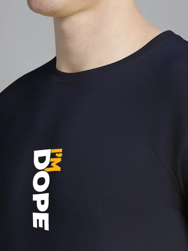 Navy_Blue_Cotton_I'M_Dope_Print_Round_Neck_T-Shirt_For_Men