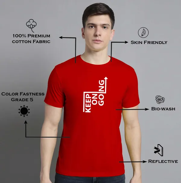 Pack_of_2_Solid_Grey_&_Red_Cotton_Rib_Trimmed_Neckline_Printed_T-Shirt_For_Men