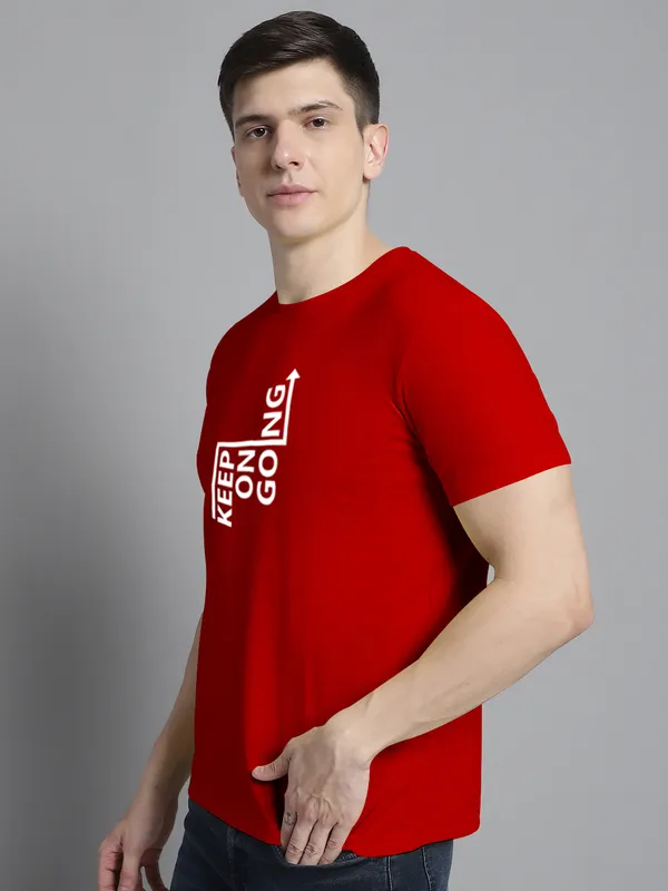 Red_Cotton_Keep_On_Going_Print_Round_Neck_T-Shirt_For_Men