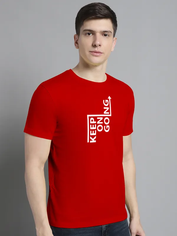 Red_Cotton_Keep_On_Going_Print_Round_Neck_T-Shirt_For_Men