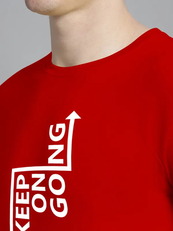 Red_Cotton_Keep_On_Going_Print_Round_Neck_T-Shirt_For_Men