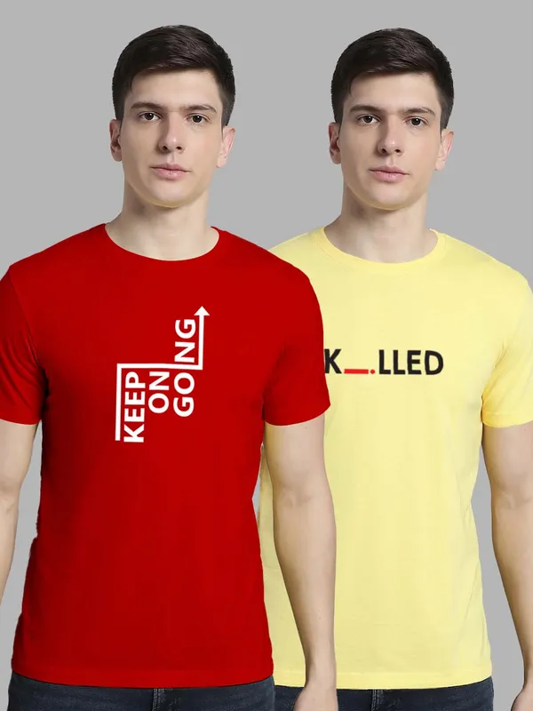 Pack_of_2_Red_&_Yellow_Cotton_Rib_Trimmed_Neckline_Printed_T-Shirt_For_Men