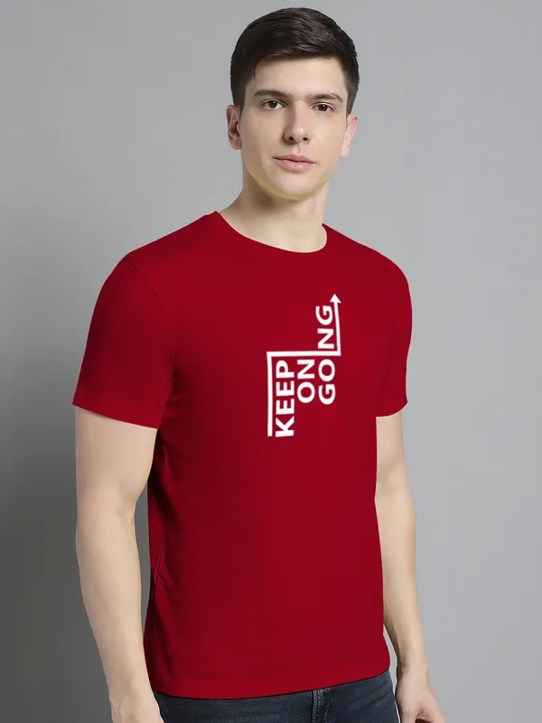 Maroon_Cotton_Keep_On_Going_Print_Round_Neck_T-Shirt_For_Men