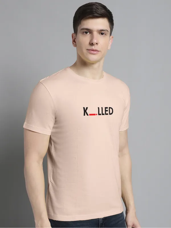 Coral_Cotton_Killed_Print_Round_Neck_T-Shirt_For_Men