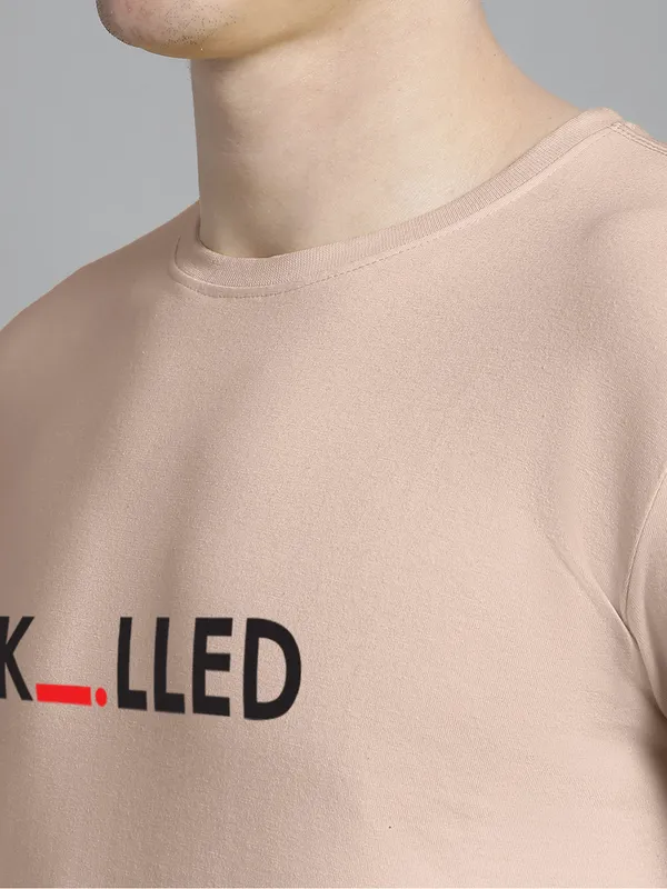 Coral_Cotton_Killed_Print_Round_Neck_T-Shirt_For_Men