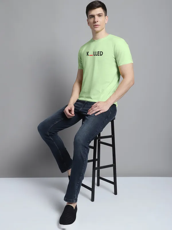 Pack_of_2_Sea_Green_&_Navy_Blue_Cotton_Rib_Trimmed_Neckline_Printed_T-Shirt_For_Men