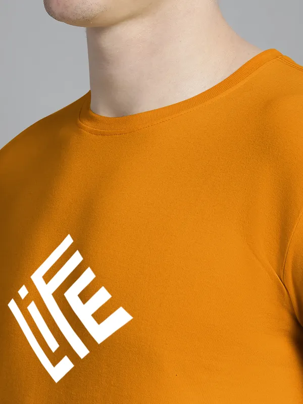 Mustard_Cotton_Life_Print_Round_Neck_T-Shirt_For_Men