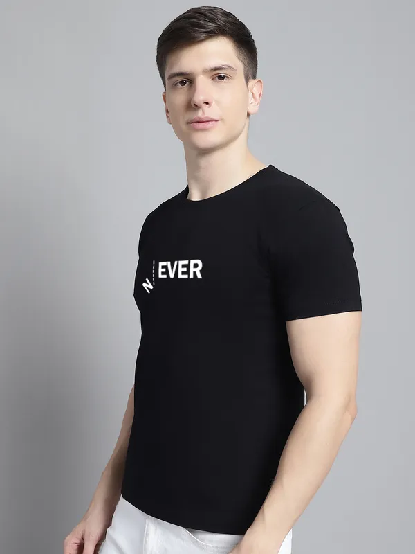 Black_Cotton_Never_Print_Round_Neck_T-Shirt_For_Men
