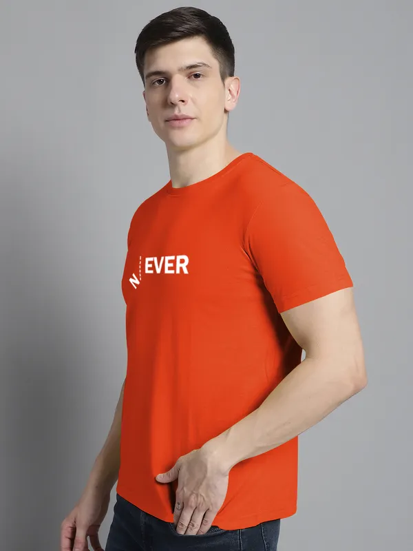 Orange_Cotton_Never_Print_Round_Neck_T-Shirt_For_Men