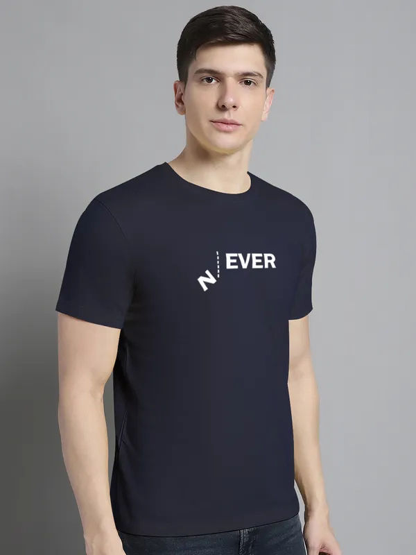 Navy_Blue_Cotton_Never_Print_Round_Neck_T-Shirt_For_Men