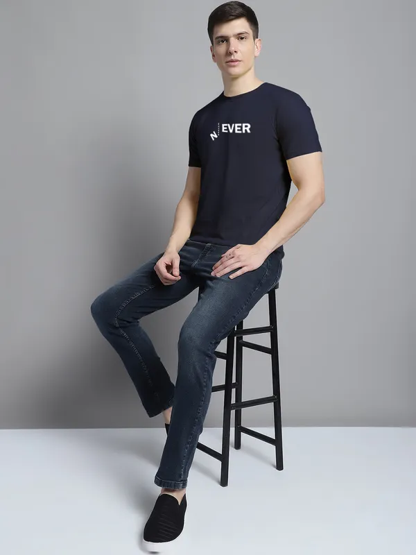 Navy_Blue_Cotton_Never_Print_Round_Neck_T-Shirt_For_Men