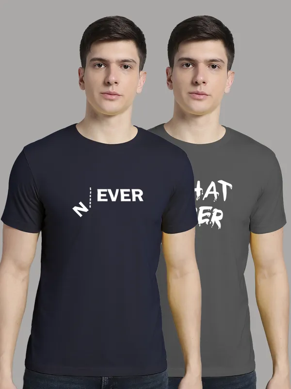 Pack_of_2_Navy_Blue_&_Grey_Cotton_Rib_Trimmed_Neckline_Printed_T-Shirt_For_Men