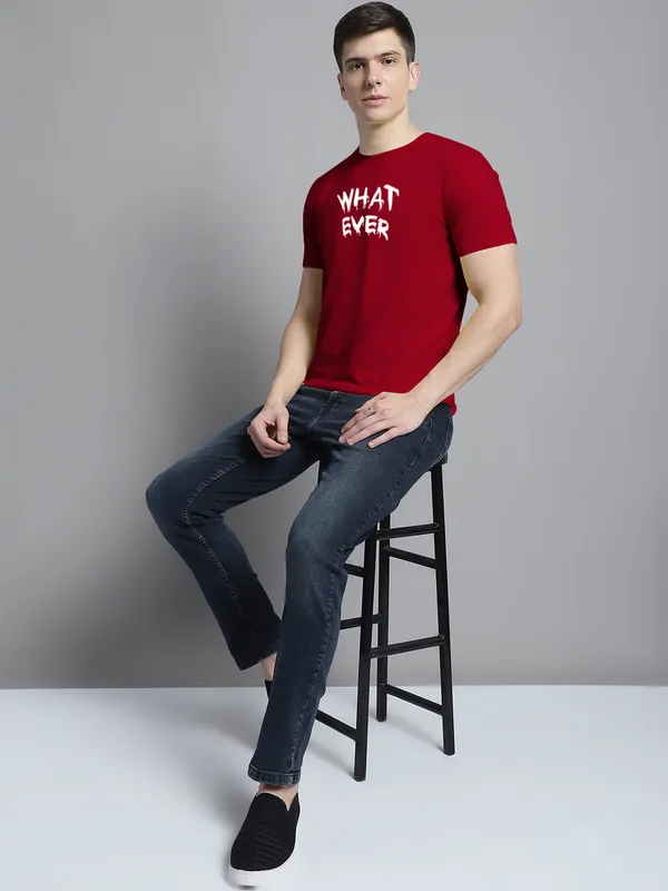 Maroon_Cotton_What_Ever_Print_Round_Neck_T-Shirt_For_Men