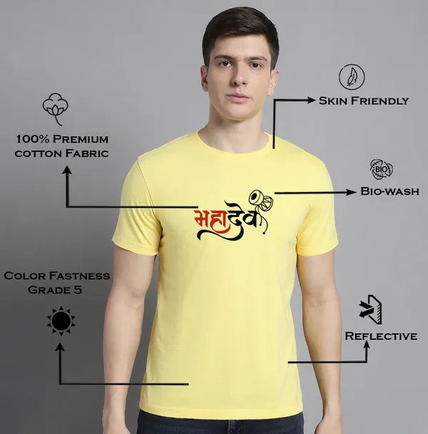 Pack_of_2_Solid_Grey_&_Yellow_Cotton_Rib_Trimmed_Neckline_Printed_T-Shirt_For_Men