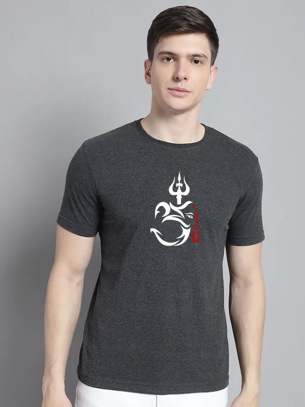 Pack_of_2_Coral_&_Dark_Grey_Cotton_Rib_Trimmed_Neckline_Printed_T-Shirt_For_Men
