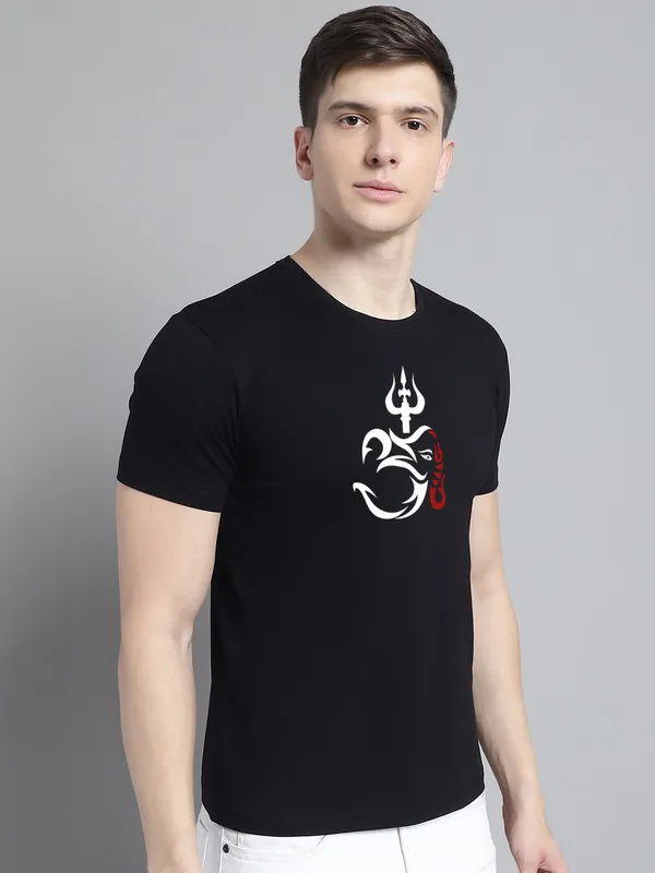 Black_Cotton_Om_Print_Round_Neck_T-Shirt_For_Men