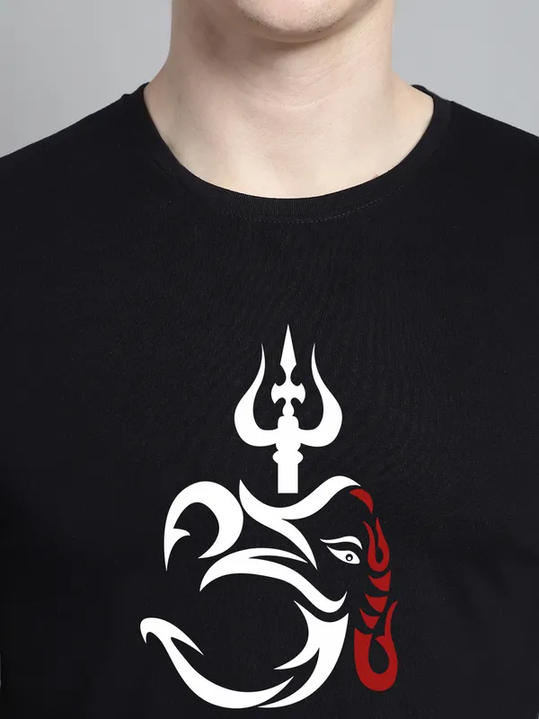 Black_Cotton_Om_Print_Round_Neck_T-Shirt_For_Men