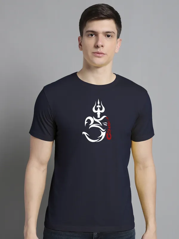 Pack_of_2_Navy_Blue_&_Orange_Cotton_Rib_Trimmed_Neckline_Printed_T-Shirt_For_Men