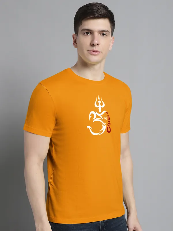 Mustard_Cotton_Om_Print_Round_Neck_T-Shirt_For_Men