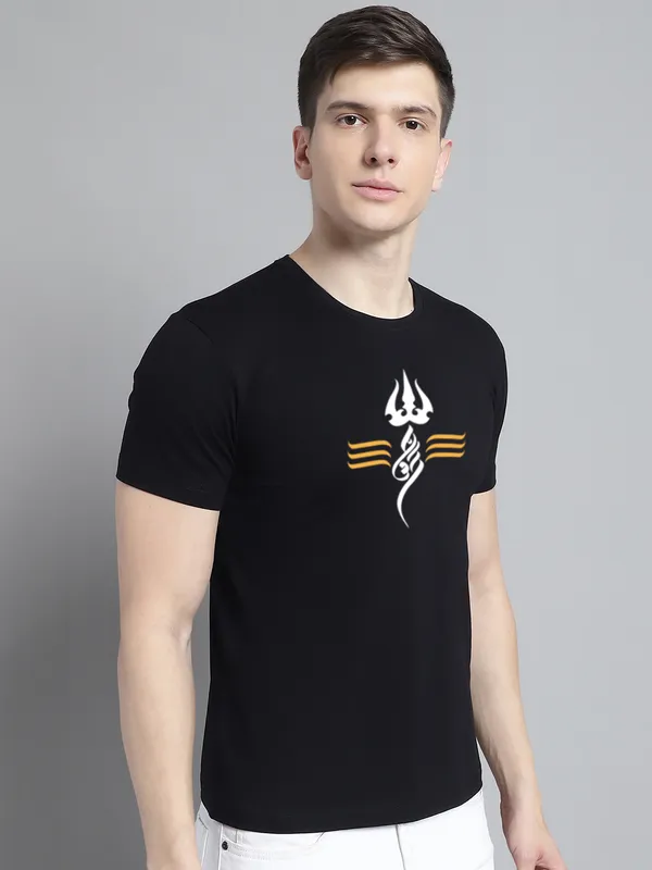 Black_Cotton_Trishul_Print_Round_Neck_T-Shirt_For_Men