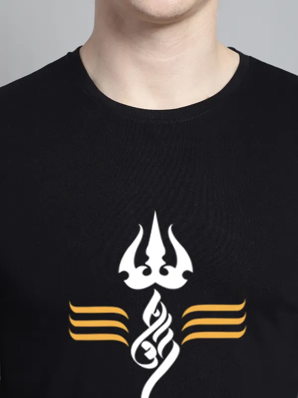 Black_Cotton_Trishul_Print_Round_Neck_T-Shirt_For_Men
