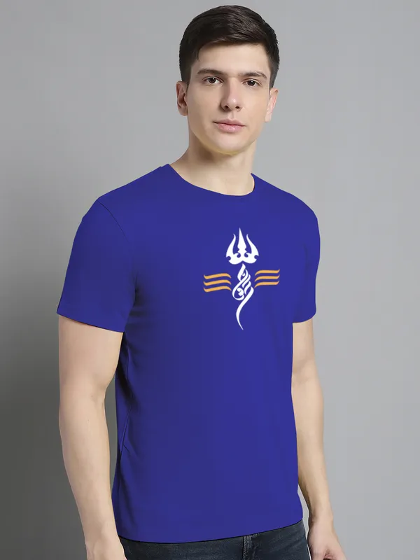 Blue_Cotton_Trishul_Print_Round_Neck_T-Shirt_For_Men