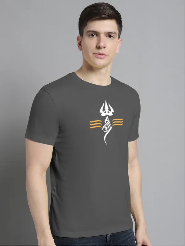 Grey_Cotton_Trishul_Print_Round_Neck_T-Shirt_For_Men