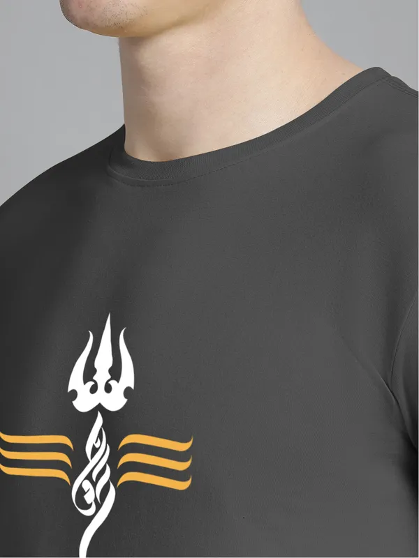 Grey_Cotton_Trishul_Print_Round_Neck_T-Shirt_For_Men