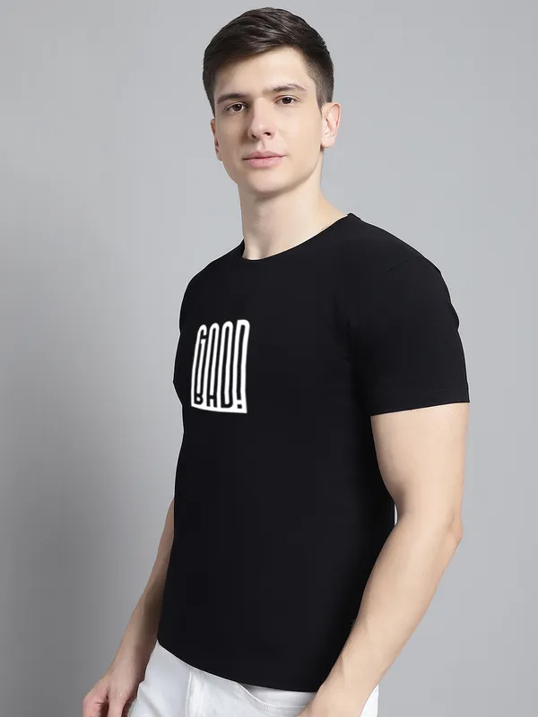 Black_Cotton_Good_Bad_Print_Round_Neck_T-Shirt_For_Men
