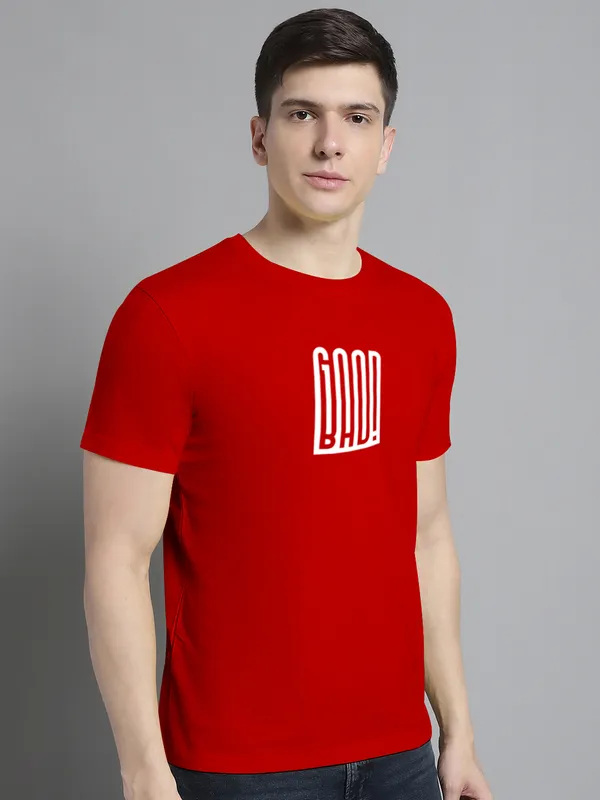 Red_Cotton_Good_Bad_Print_Round_Neck_T-Shirt_For_Men