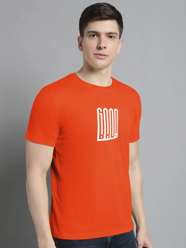 Orange_Cotton_Good_Bad_Print_Round_Neck_T-Shirt_For_Men