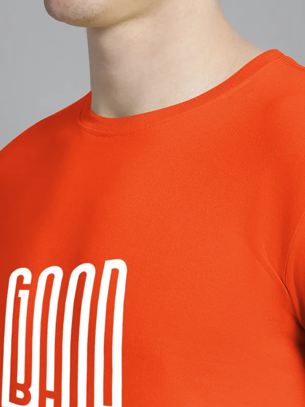 Orange_Cotton_Good_Bad_Print_Round_Neck_T-Shirt_For_Men